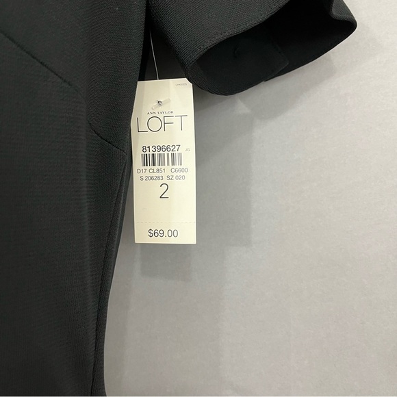 Ann Taylor Loft Black V Neck Button Short Sleeve A Line Dress - Picture 5 of 16